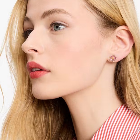 Kate Spade New York Women's Fleurette Stud Earrings Gold Pink - Picture 2 of 5